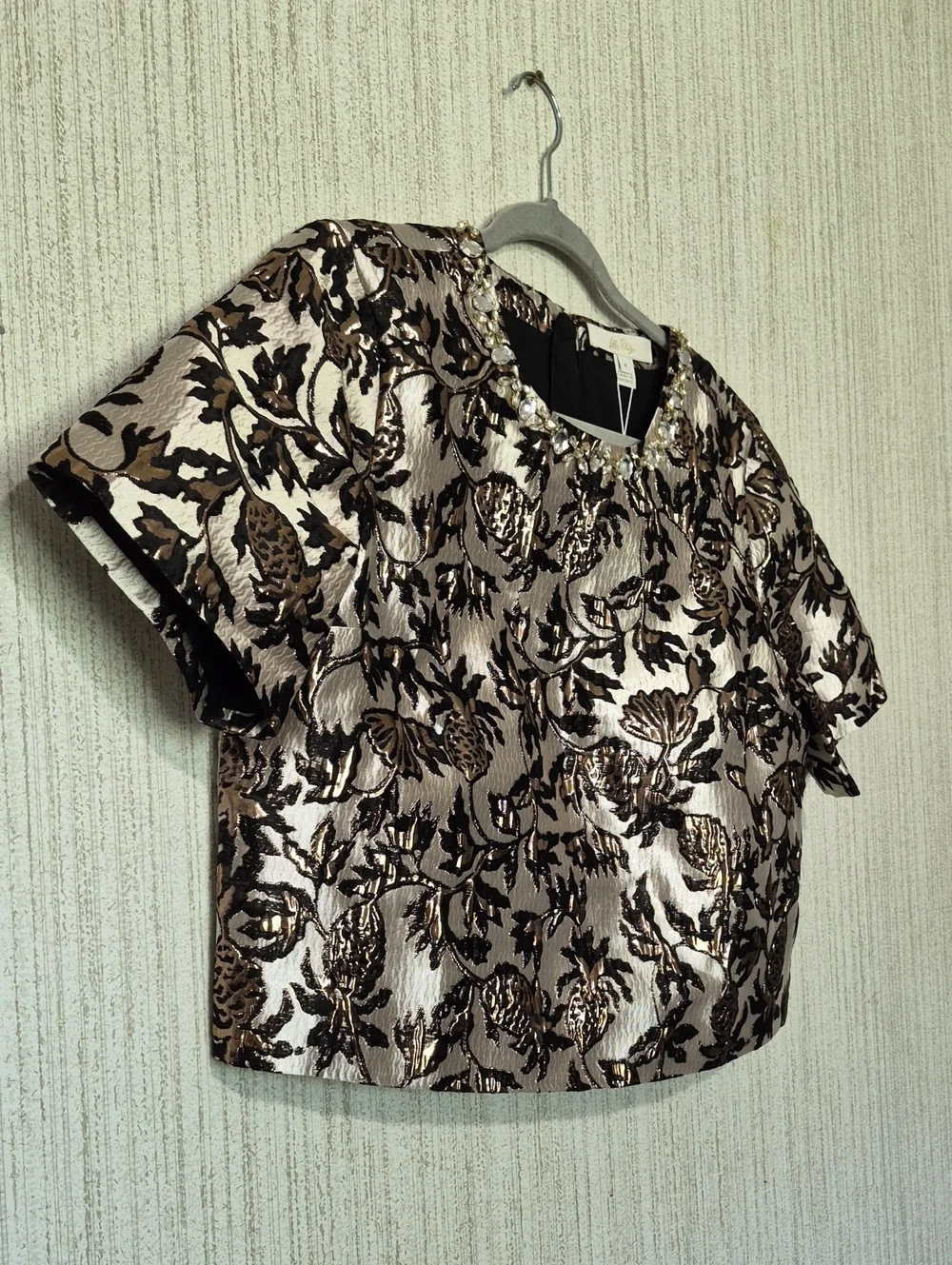 Lilly Pulitzer Folie Pineapple Metallic Jacquard Cropped Top Size 4 NWT